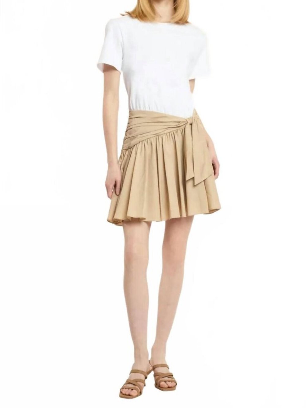 NWT Womens Cinq a Sept White Khaki (Item- 433) Mix Media Leslie Mini Dress L